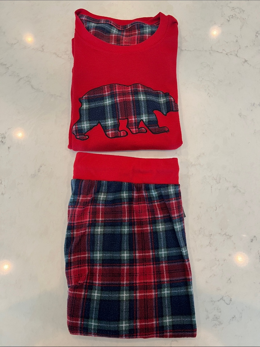 Women’s Eddie Bauer Red Plaid Bear Pajama Set